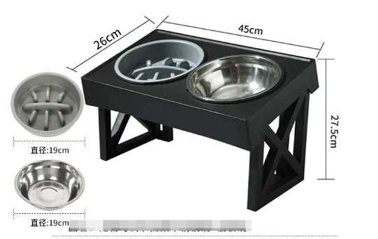 Adjustable Height Slow-Feed Dog Bowl
