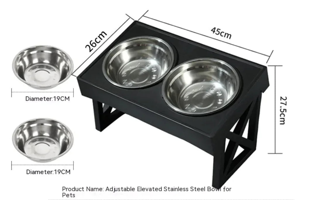 Adjustable Height Slow-Feed Dog Bowl