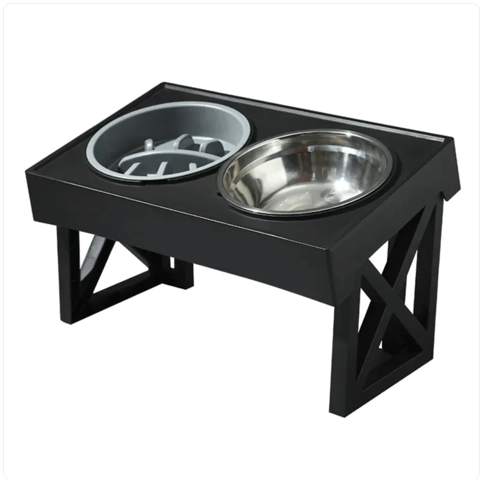 Adjustable Height Slow-Feed Dog Bowl